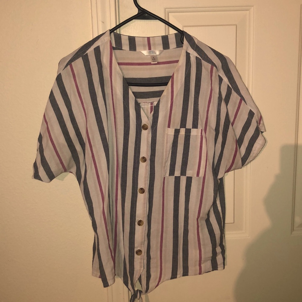 Pink/ Blue/White Blouse